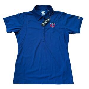 Minnesota Twins Ogio Womens Button Polo Shirt Short Sleeve Blue Size Large